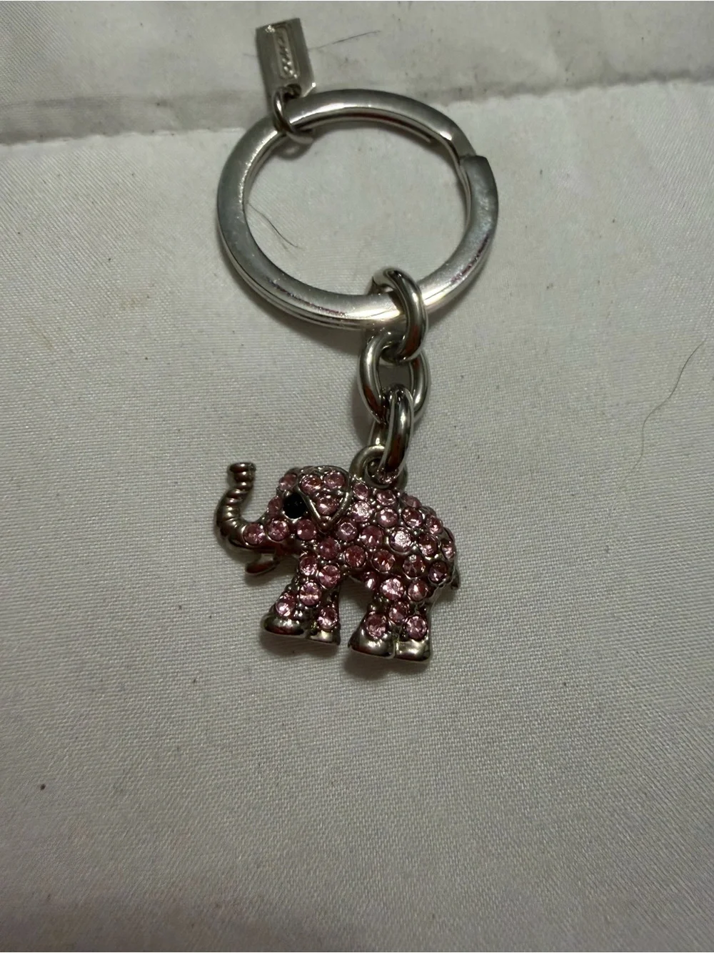 COACH NWOT 3D Pave Elephant pink rhinestone keychain/bag charm- RARE